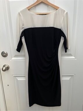 Ralph Lauren Black and Cream Midi Sheath‎ Dress